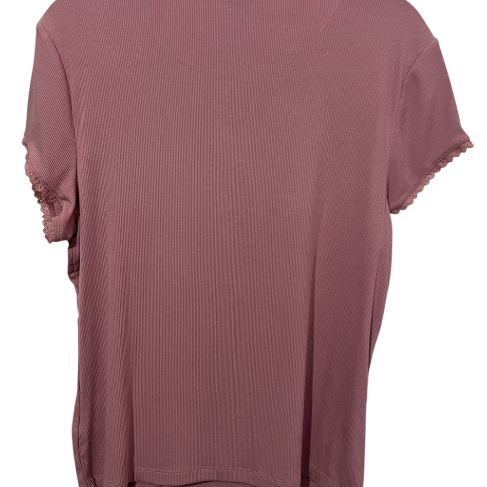 Divided by H&M Short Sleeve Ribbed Tee in Dusty Mauve - Picture 4 of 4